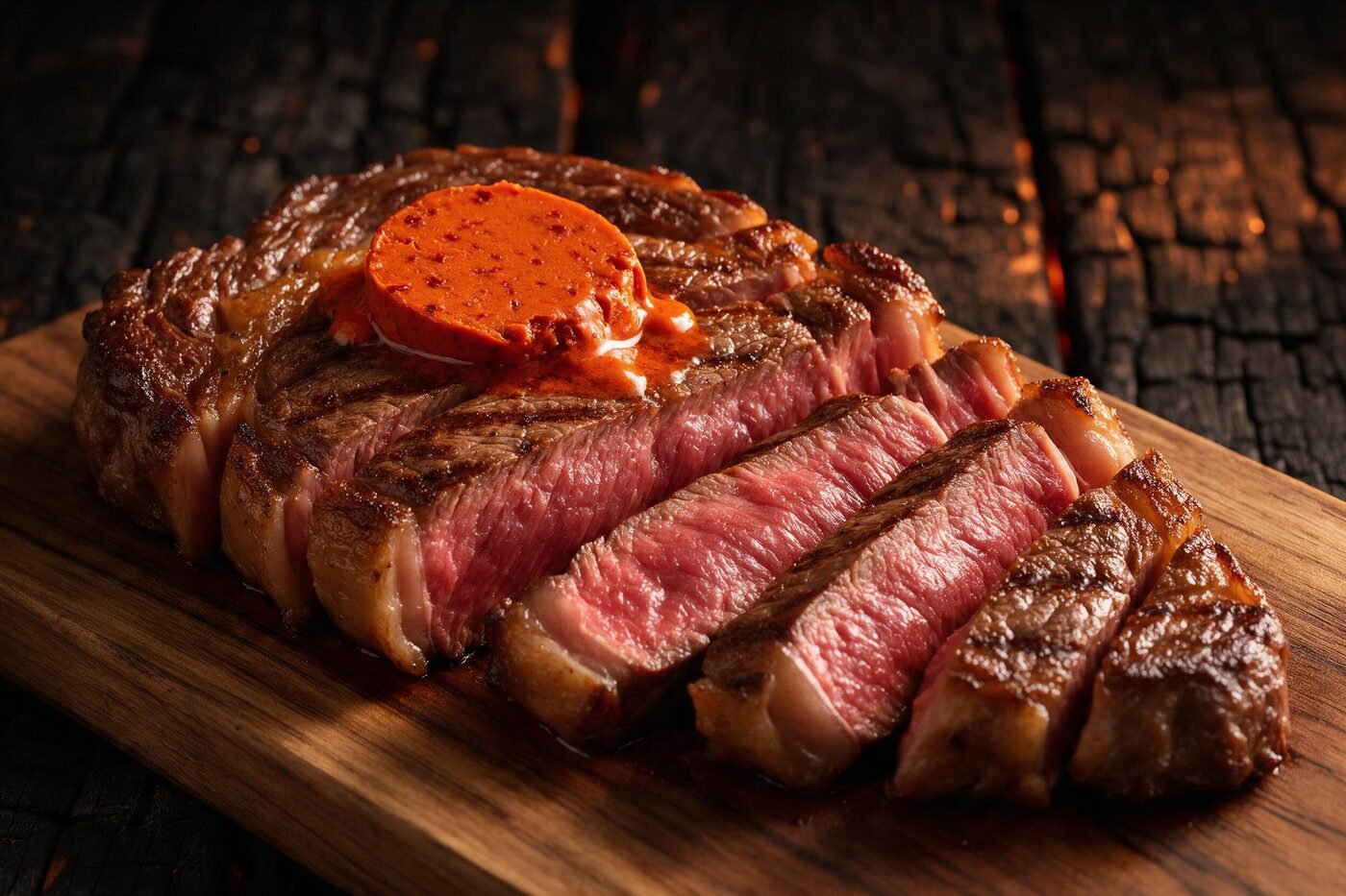 Ribeye con mantequilla de chile ancho