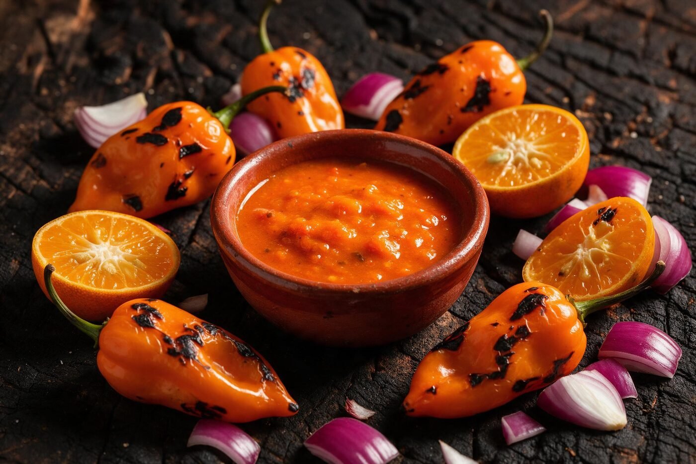 Salsa de habanero tatemado